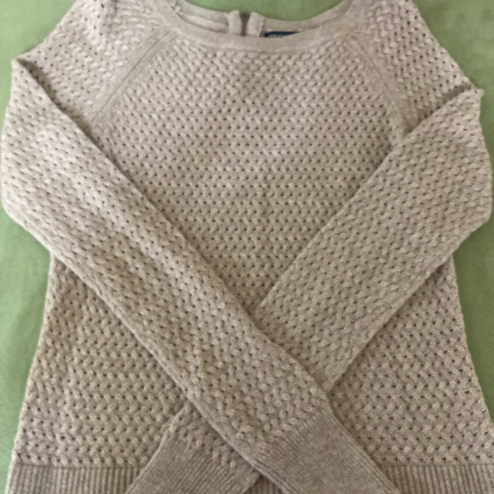 AE taupe zip back sweater